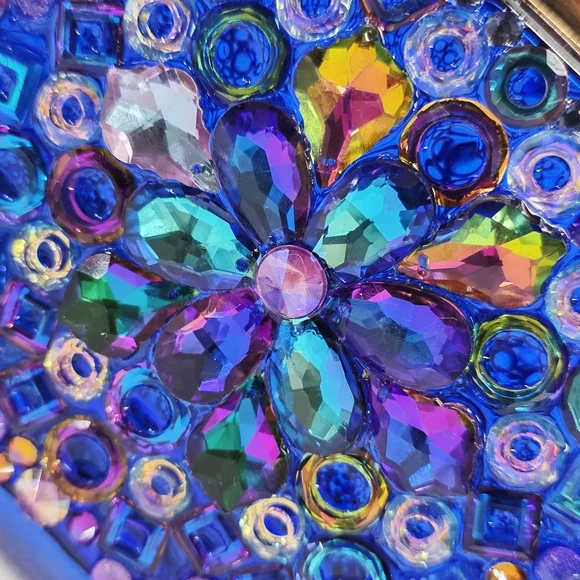 Handmade Pearl Chaos Blue Transparent Acrylic Clutch - Acid Rain - Picture 3 of 7